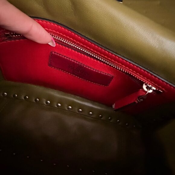 Valentino Green Suede Rockstud Bag - Picture 9 of 10